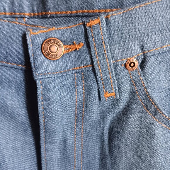 31x30 Men's Vintage 80's Disco Pocket Straight-Leg Jeans Orange Stitching Boho - Picture 5 of 8